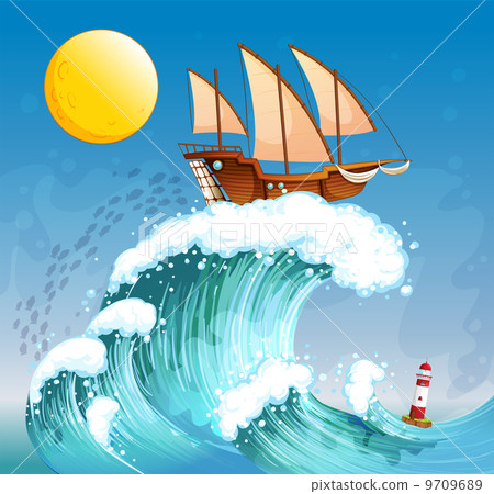 A ship above the giant waves 9709689