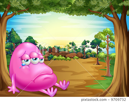 A forest with a sad fat beanie monster 9709732