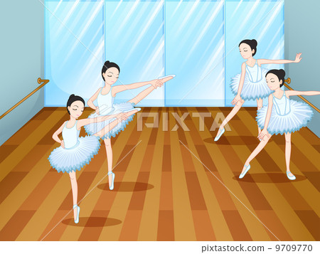 Four ballet dancers rehearsing 9709770