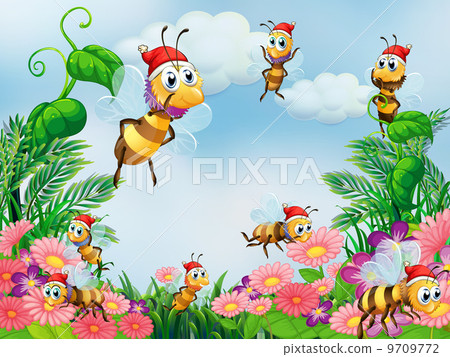 A garden with bees 9709772