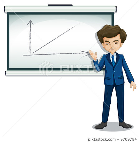 A serious looking businessman explaining the graph A serious looking businessman explaining the graph 9709794