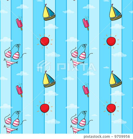 Seamless design with the things used during summer Seamless design with the things used during summer 9709956