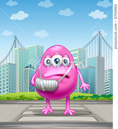An injured pink monster crossing the street An injured pink monster crossing the street 9709960