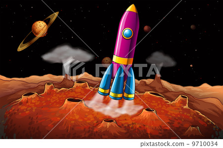 A rocket and planets at the outerspace 9710034