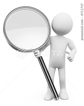 3D white people. Magnifying glass 9711737