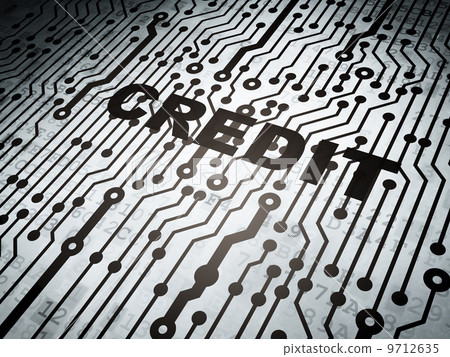 Finance concept: circuit board with Credit Finance concept: circuit board with Credit 9712635