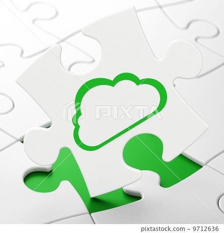 Cloud networking concept: Cloud on puzzle background 9712636