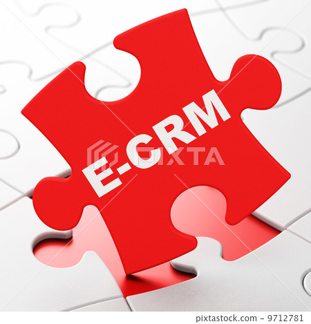 Business concept: E-CRM on puzzle background 9712781