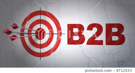 Business concept: target and B2b on wall background Business concept: target and B2b on wall background 9712833