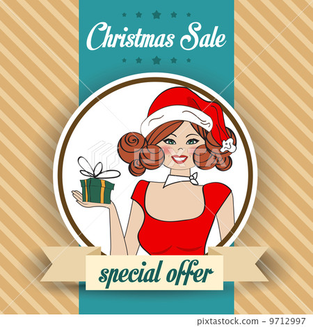 Christmas sale design with sexy Santa girl 9712997