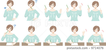 一個女人用鉛筆1 9714076