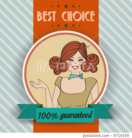 retro illustration of a beautiful woman and best choice message retro illustration of a beautiful woman and best choice message 9719109