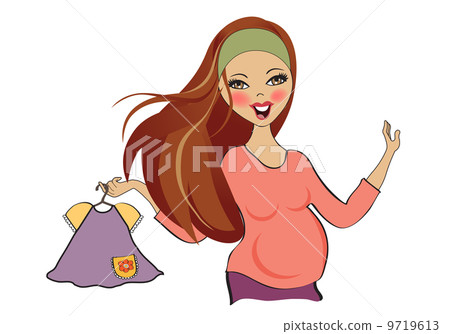 happy pregnant woman at shopping, isolated on white background 9719613