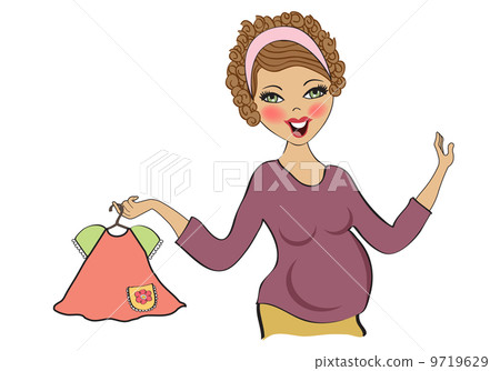 happy pregnant woman at shopping, isolated on white background 9719629