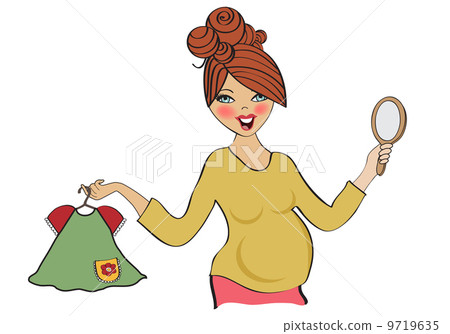 happy pregnant woman at shopping, isolated on white background 9719635