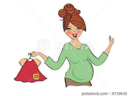 happy pregnant woman at shopping, isolated on white background 9719636