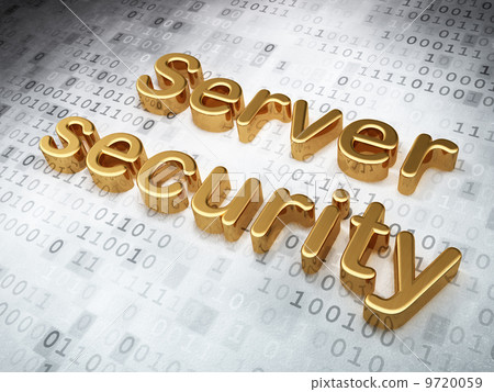 Safety concept: Golden Server Security on digital background Safety concept: Golden Server Security on digital background 9720059