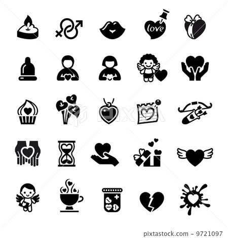 Set valentine's day icons, love romantic sign 9721097