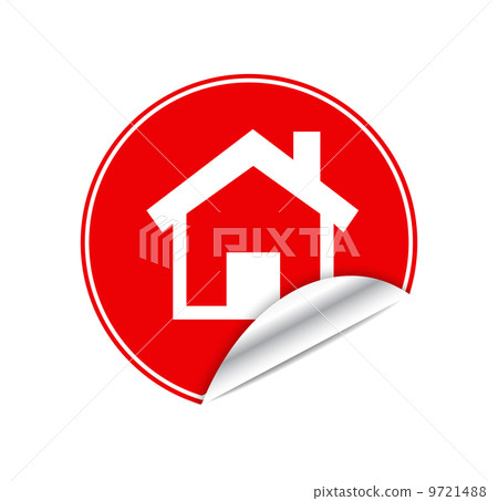 Red sticker home - Stock Illustration [9721488] - PIXTA