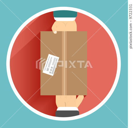 Flat delivery box and two hand 9722331