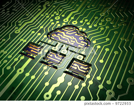 Networking concept: Cloud Network on circuit board background Networking concept: Cloud Network on circuit board background 9722933