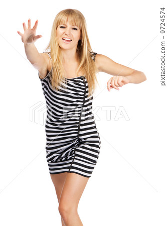 Young beautiful lady throwing something 9724574