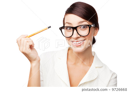 Strict woman in large glasses 9726668