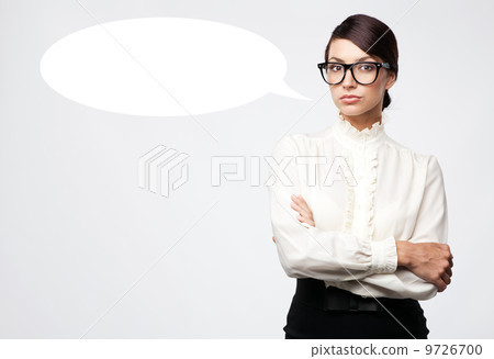 Strict woman in large glasses 9726700