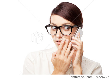 Strict woman in large glasses 9726723