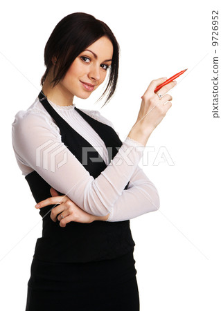Cute businesswoman with a marker 9726952