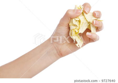 Female hand holding a crumpled paper Female hand holding a crumpled paper 9727640