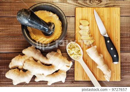 Fresh, ground and grated ginger root Fresh, ground and grated ginger root 9727657