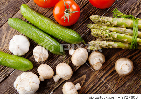 Fresh vegetables on a wooden table 9727803
