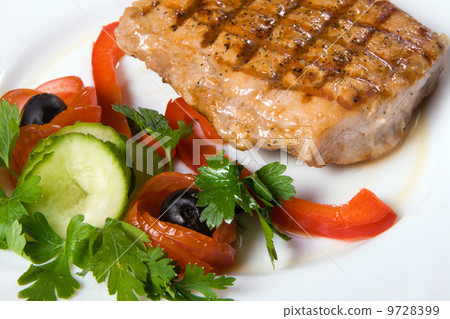Pork steak closeup photo 9728399