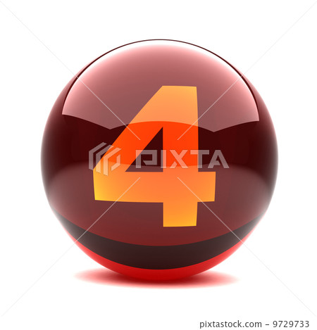 red glass sphere with orange number inside - 4 9729733