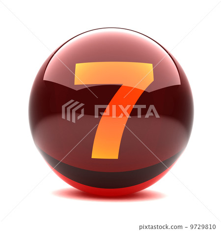 red glass sphere with orange number inside - 7 red glass sphere with orange number inside - 7 9729810