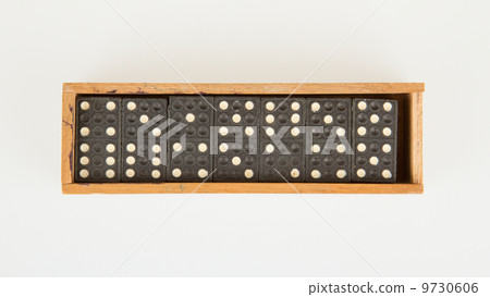 Very old domino in wooden box 9730606