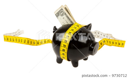 Black piggy bank with measuring tape Black piggy bank with measuring tape 9730712