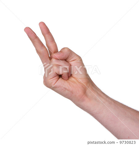 Man making a rude 'V' sign 9730823