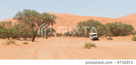 Road in the Sossusvlei, the famous red dunes of Namib desert Road in the Sossusvlei, the famous red dunes of Namib desert 9730853
