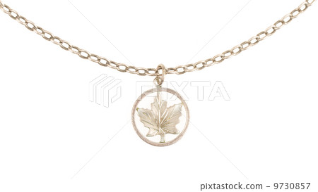 Old filthy silver hanger on a silver chain (maple leaf) Old filthy silver hanger on a silver chain (maple leaf) 9730857