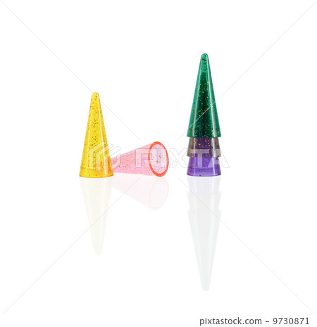 Different colored pawns isolated 9730871