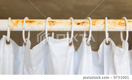 White shower curtain in the bathroom 9731001
