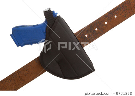 Dirty blue training gun isolated on white Dirty blue training gun isolated on white 9731858