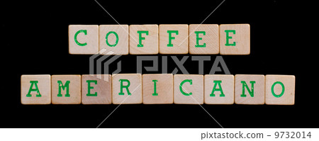 Green letters on old wooden blocks (coffee, americano) Green letters on old wooden blocks (coffee, americano) 9732014