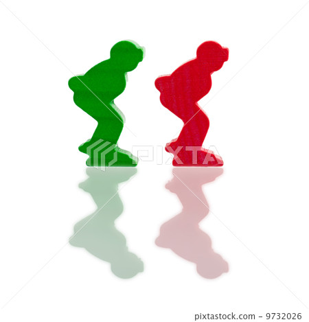Two colored pawns isolated on a white background 9732026