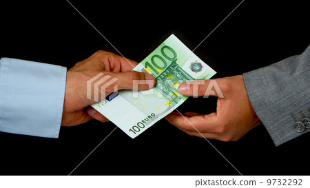 Man giving 100 euro to a woman (business) Man giving 100 euro to a woman (business) 9732292