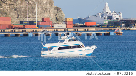 ST MARTIN - ANTILLES, JULY 24 2013; Small boat in the harbor of ST MARTIN - ANTILLES, JULY 24 2013; Small boat in the harbor of 9733216