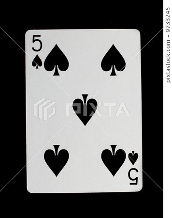 Old playing card (five) isolated 9733245