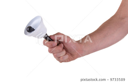 Hand bell in the mans hand 9733589